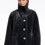 Faux Fur Coat High Neck