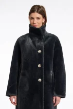 Faux Fur Coat High Neck