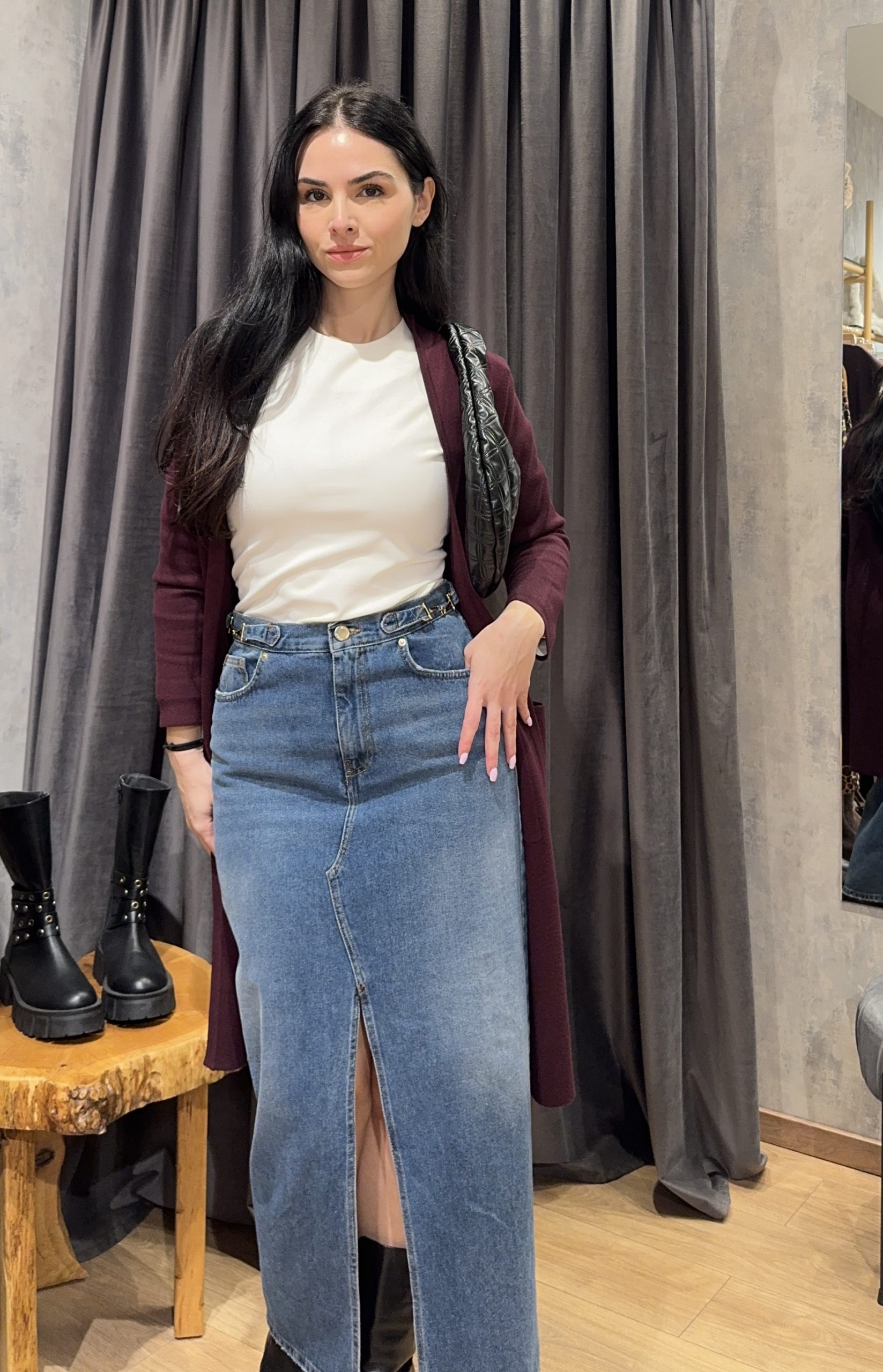 IMG_5340 Long Denim Skirt - Image 1