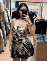 Gold Design Mini Dress - Image 2